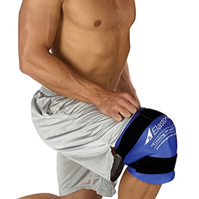 man wearing the Elasto-Gel Hot/Cold Therapy Wrap around his knee