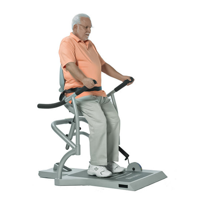 elderly man standing with the Biodex Rehab Sit2Stand Squat-Assist Trainer