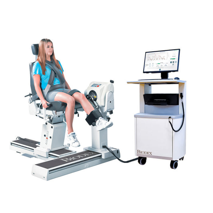 young woman using the Biodex Rehab System 4 Pro