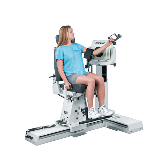 young woman using the Biodex Rehab System 4 Pro