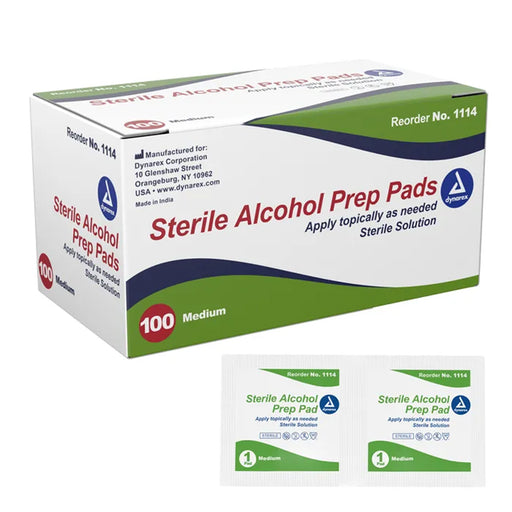 Dynarex Sterile Alcohol Prep Pads - Medium (100ct)