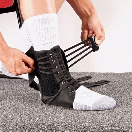 man laces up Hely & Weber Viseloc Ankle Brace