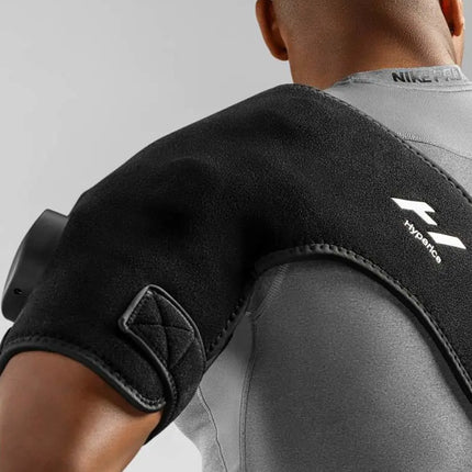 man wearing the Hyperice Venom 2 Shoulder Heat and Massage Wrap