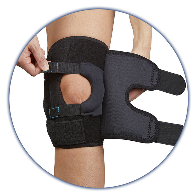 person applying the Med Spec DynaTrack Plus Patella Stabilizer