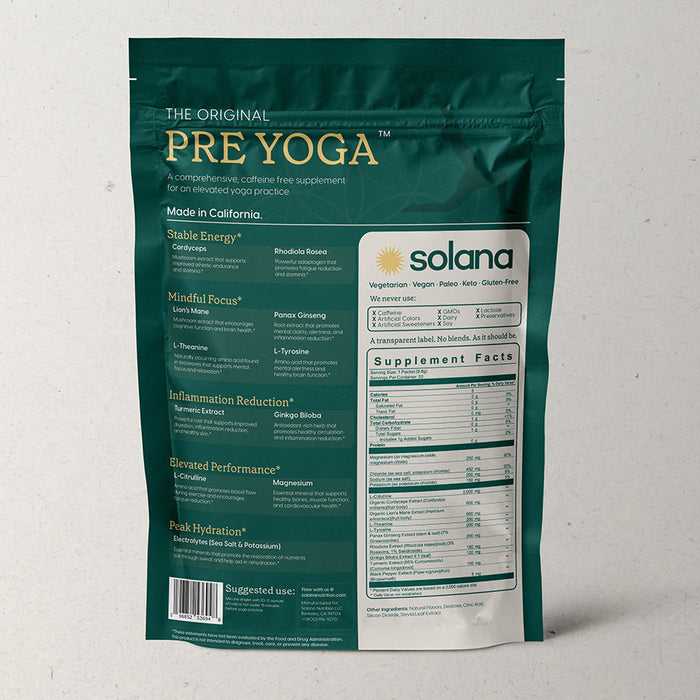 Solana Pre Yoga packaging back