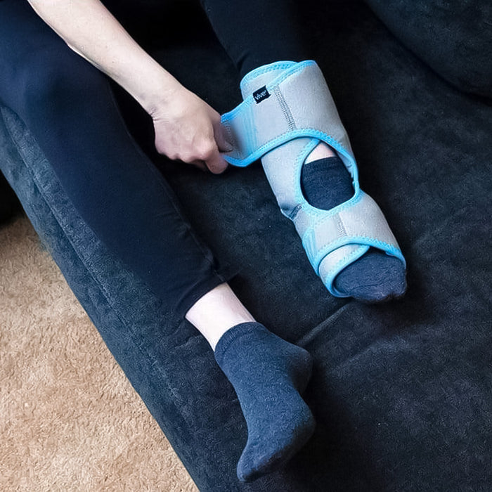 woman wearing the Vive Health Ankle Ice Wrap