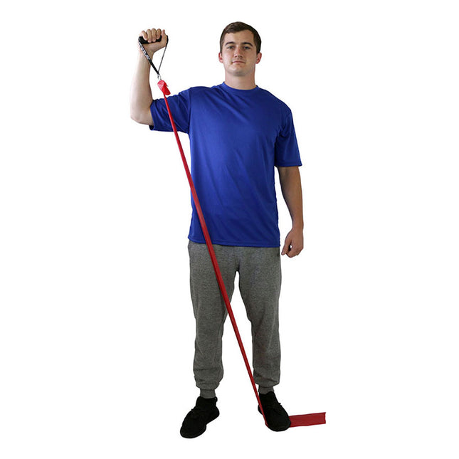 man using CanDo D-Handles with exercise band loops
