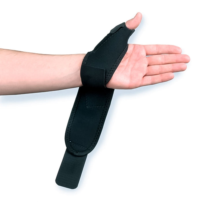 person putting on Hely & Weber Modabber Thumb Orthosis