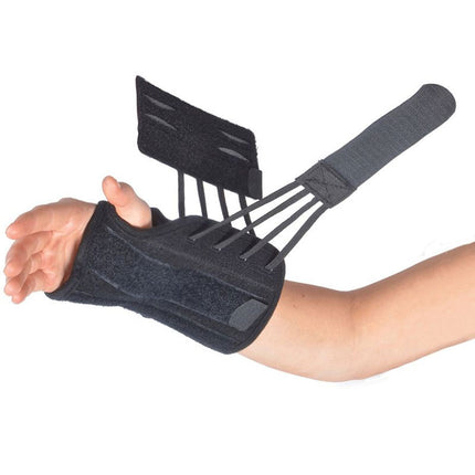 person demonstrating how to wear the Hely & Weber Titan Wrist Lacing Orthosis