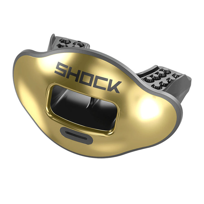 ShockDoctor Max AirFlow Mouthguard in gold chrome