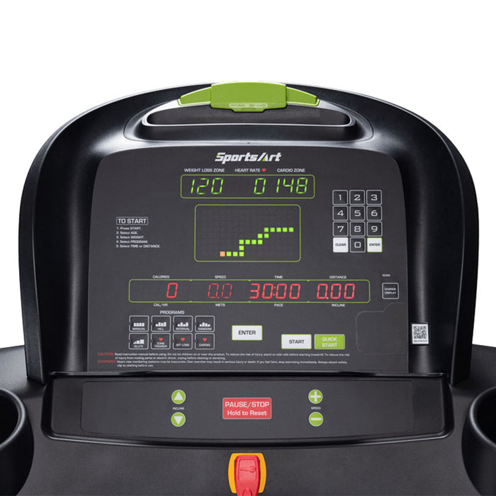 closeup of display on the SportsArt T615-CHR Treadmill